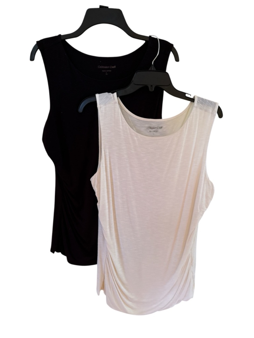 Coldwater Creek Women's Sleeveless Ruched Tops - Black & Cream